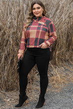 Load image into Gallery viewer, Plus Size Plaid Cowl Neck Long Sleeve Sweatshirt
