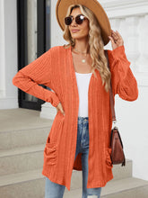 Load image into Gallery viewer, Pocketed Open Front Long Sleeve Cardigan
