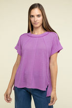 Load image into Gallery viewer, Brushed Waffle Exposed-Seam Short Sleeve Top
