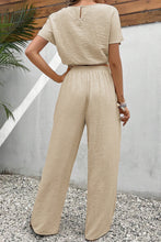 Load image into Gallery viewer, Round Neck Short Sleeve Top and Pants Set
