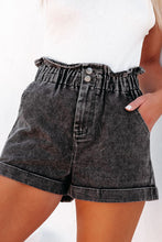 Load image into Gallery viewer, Dusty Pink Vintage Washed Frilled High Waist Denim Shorts
