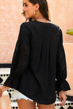 Load image into Gallery viewer, Shiny Crochet Flounce Sleeve Button Up Blouse
