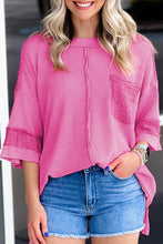 Load image into Gallery viewer, Bright Pink Oversized Mineral Wash Textured Bracelet Sleeve Top
