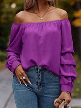 Load image into Gallery viewer, Ruched Off-Shoulder Long Sleeve Blouse
