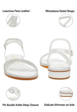 Load image into Gallery viewer, Nobbity Rhinestone Pearl Detail Flat Sandals
