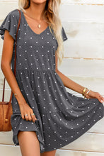 Load image into Gallery viewer, Polka Dot V-Neck Flutter Sleeve Mini Dress
