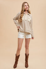 Load image into Gallery viewer, Annie Wear Striped Button Detail Long Sleeve Polo Top
