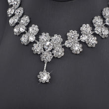 Load image into Gallery viewer, 3pc Set - Bridal Wedding Necklace + Earrings + Headwear Set
