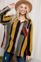 Load image into Gallery viewer, Plus Cozy Stripe Button Sown Shacket
