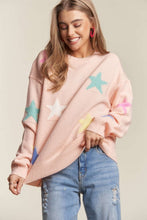 Load image into Gallery viewer, ADORA Stars Pattern Round Neck Drop Shoulder Sweater
