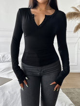 Load image into Gallery viewer, Devine Quarter Button Long Sleeve T-Shirt
