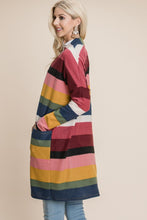 Load image into Gallery viewer, BOMBOM Color Block Striped Open Front Cardigan
