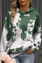 Load image into Gallery viewer, Green Tie Dye Print Kangaroo Pocket Loose Hoodie
