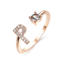 Load image into Gallery viewer, Womens New Design Adjustable 26 Initial Letter Ring Fashion Simple Elegant Jewelry

