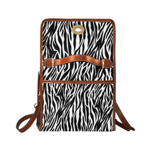 Load image into Gallery viewer, Ti Amo I love you - Exclusive Brand  - Black &amp; White - Zebra  - Waterproof Canvas Bag-Brown Straps
