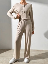 Load image into Gallery viewer, Half Button Long Sleeve Top and Pants Set
