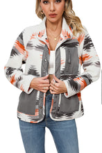 Load image into Gallery viewer, Multicolor Aztec Fleece Patchwork Snap Button Jacket
