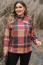 Load image into Gallery viewer, Plus Size Plaid Cowl Neck Long Sleeve Sweatshirt
