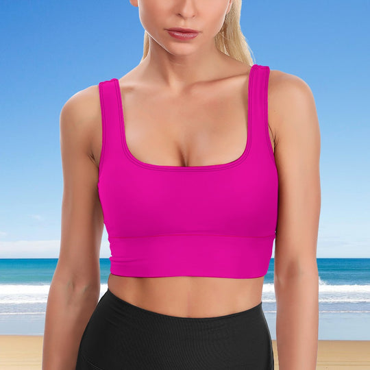 Ti Amo I love you- Exclusive Brand  - Hollywood Cerise - Short Comfortable Yoga Bra - Vest Top - Sizes S-2XL