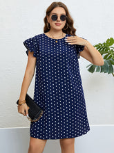 Load image into Gallery viewer, Plus Size Polka Dot Round Neck Dress
