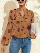 Load image into Gallery viewer, Printed Notched Long Sleeve Blouse
