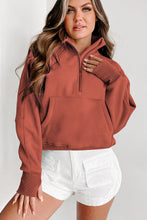 Load image into Gallery viewer, Flamingo Fleece Lined Zip Up Stand Collar Thumbhole Sleeve Sweatshirt
