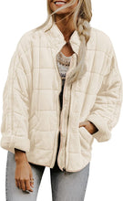 Load image into Gallery viewer, Womens Winter Zip-up Stand Collar Solid Color Plaid Long Sleeved Jacket with Pockets
