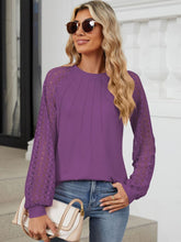 Load image into Gallery viewer, Round Neck Lace Long Sleeve Top
