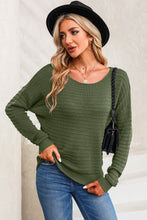 Load image into Gallery viewer, Womems - Green - Textured Knit Round Neck Dolman Sleeve Sweater
