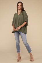 Load image into Gallery viewer, Woven Airflow V-Neck Puff Half Sleeve Top
