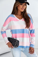 Load image into Gallery viewer, Color Block V-Neck Long Sleeve T-Shirt
