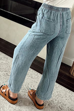 Load image into Gallery viewer, Myosotis Mineral Wash Drawstring Waist Loose Straight Denim Pants
