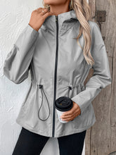 Load image into Gallery viewer, Drawstring Zip Up Hooded Jacket
