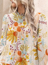 Load image into Gallery viewer, Tiered Printed Long Sleeve Mini Dress
