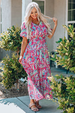 Load image into Gallery viewer, Wrap V Neck Floral Maxi Dress
