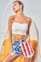 Load image into Gallery viewer, BiBi US Flag Theme Bleached Denim Shorts
