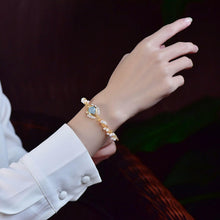 Load image into Gallery viewer, Womens Pearl Gold Plating Gold Wire Braided Vintage Style Cuff Fashion Bracelets
