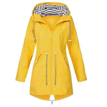 Load image into Gallery viewer, Womens Waterproof Raincoat Casual Basic Outdoors Drawstring Trench Lightweight Drawstring Jacket

