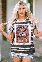 Load image into Gallery viewer, Blue Tie Dye LONG LIVE Cowgirls Graphic Crewneck T Shirt
