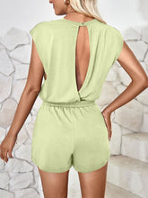 Load image into Gallery viewer, Cutout Round Neck Cap Sleeve Romper
