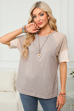 Load image into Gallery viewer, Simply Taupe Exposed Seam Colorblock Loose Tee
