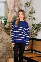 Load image into Gallery viewer, Sew In Love Striped Round Neck Sweater
