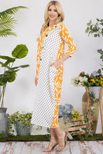 Load image into Gallery viewer, Celeste Full Size Floral Polka Dot Contrast Midi-Dress with Pockets
