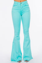 Load image into Gallery viewer, Bell Bottom Jean in Turquoise Inseam 32&quot;
