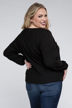 Load image into Gallery viewer, Plus Brushed Waffle V-Neck Button Detail Sweater
