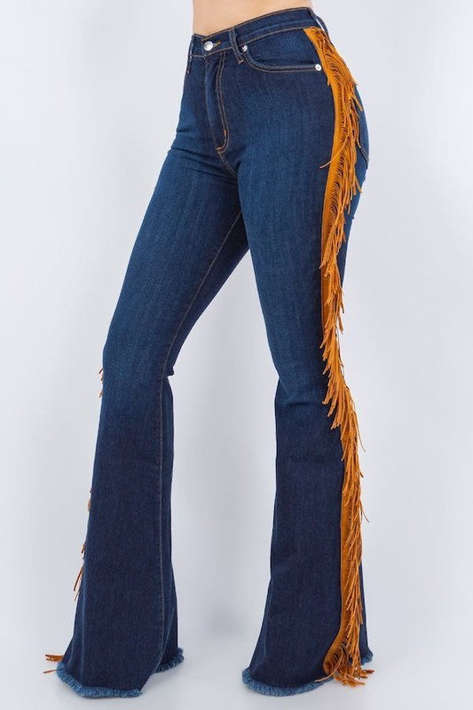 Fringe Bell Bottom in Dark - Inseam 32