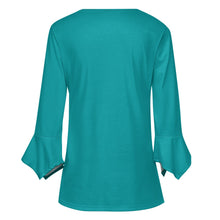 Load image into Gallery viewer, Ti Amo I love you- Exclusive Brand - Persian Green - Women&#39;s Ruffled Petal Sleeve Top
