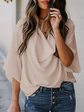 Load image into Gallery viewer, Full Size Cowl Neck Three-Quarter Sleeve Blouse
