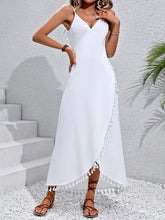 Load image into Gallery viewer, Backless Tassel Surplice Spaghetti Strap Cover Up Dress
