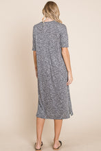 Load image into Gallery viewer, BOMBOM Slit Round Neck Half Sleeve Midi Dress
